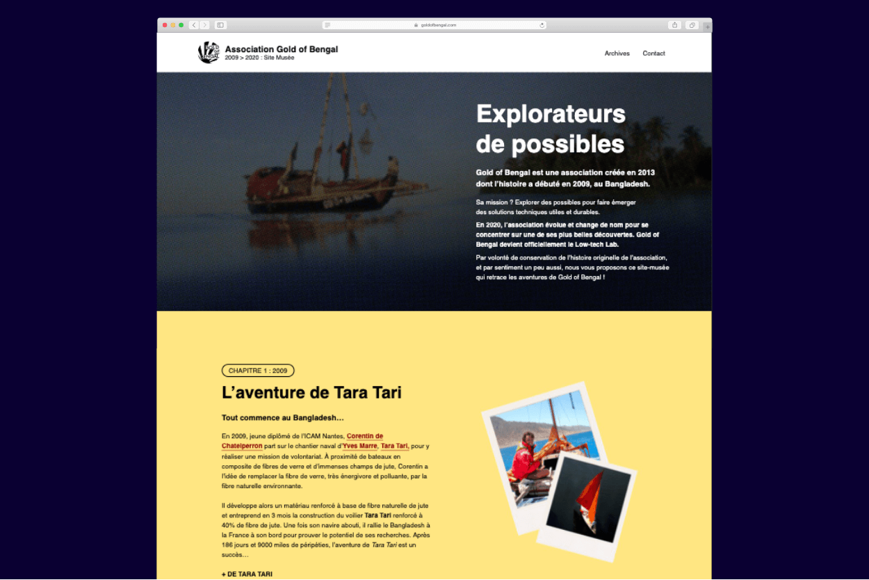 Webdesign éco du site Gold of bengal en desktop et mobile