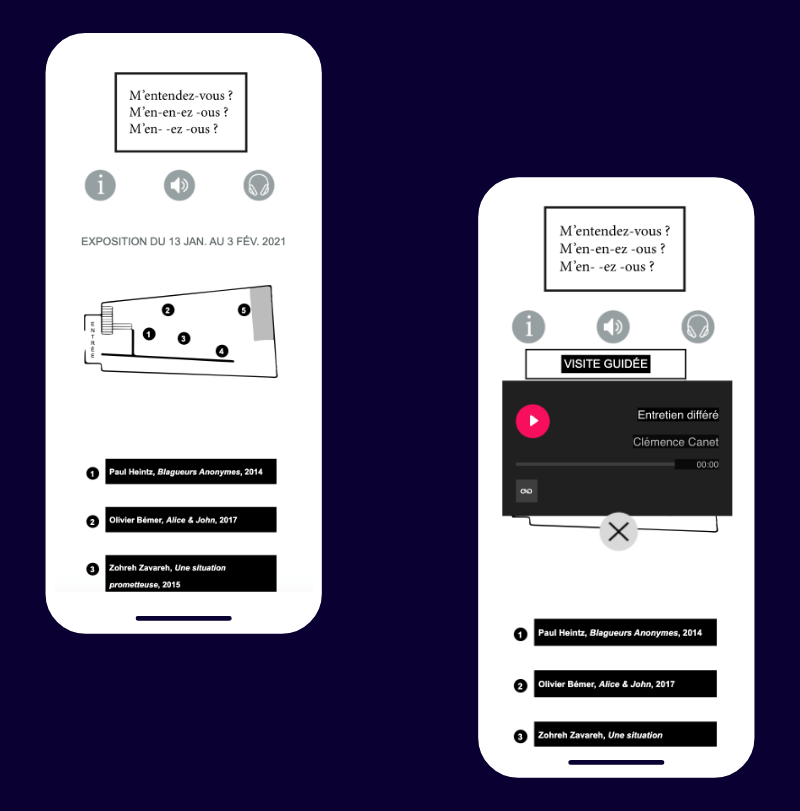Maquettes graphiques mobile du site M'entendez-vous, site écoconçu