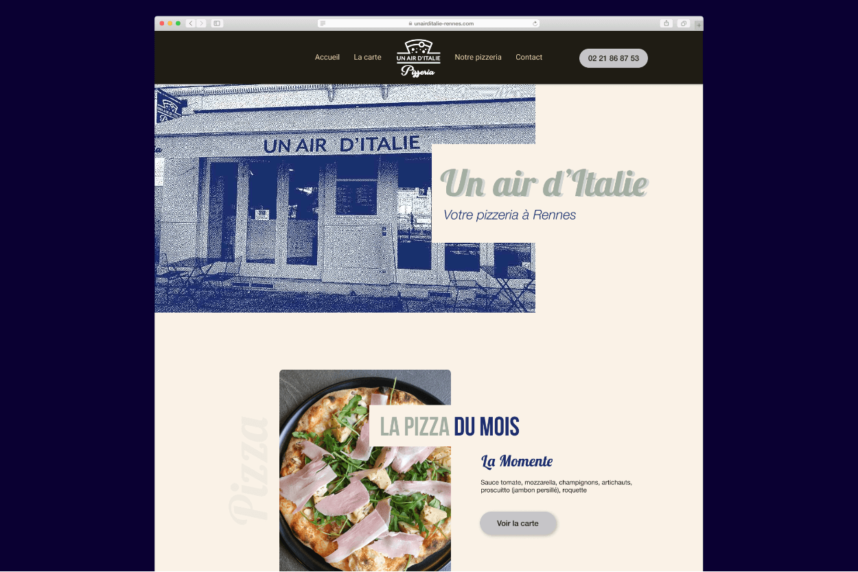 Maquette responsable site web pizzeria rennaise